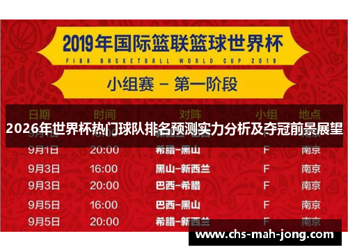 2026年世界杯热门球队排名预测实力分析及夺冠前景展望